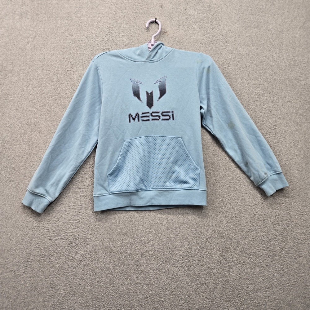 Lionel Messi Boy Sweatshirt M Light Blue Activewear Pockets READ